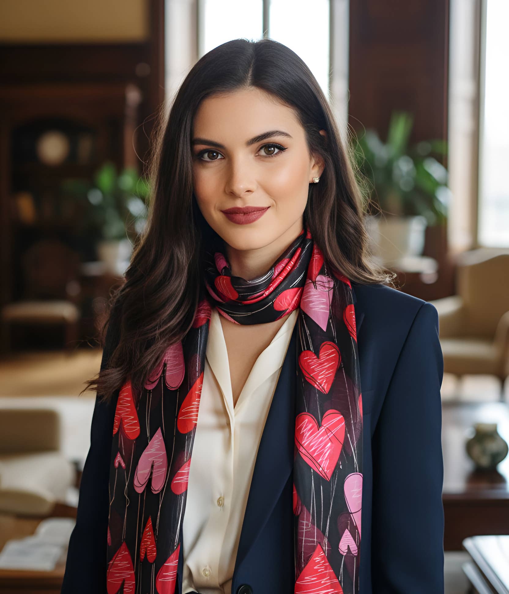 SERENITA - Wholesale Scarf - Women's - Christmas Valentine Satin Stripe Scarf Holiday Gift Heart A0