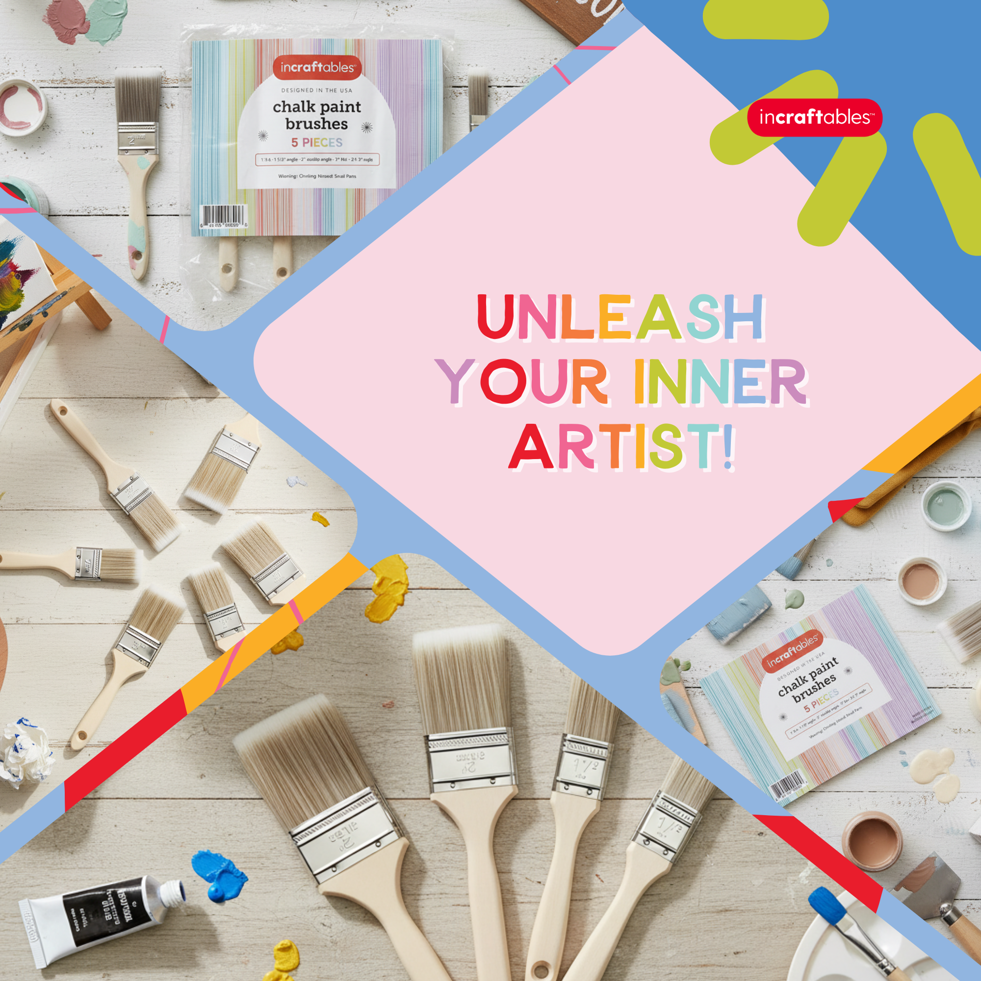 Incraftables - Wholesale DIY Craft Kit - Kids - Incraftables Assorted Chalk Paint Brush Set (5pcs)4