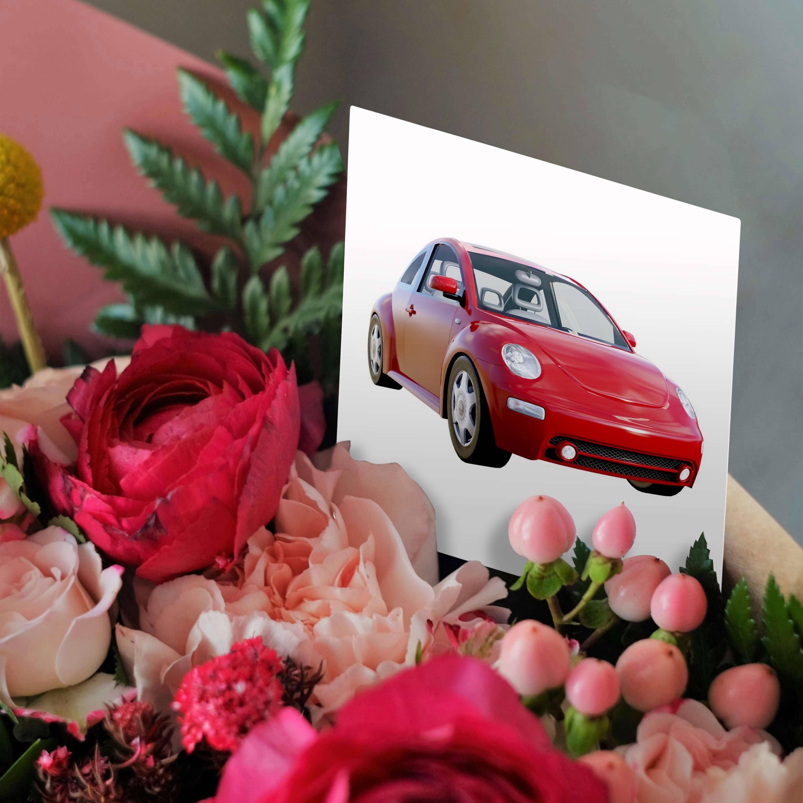 3dRose - Vendita all'ingrosso Biglietti di auguri generici - 3dRose, Auto Euro Rossa, Biglietto di Auguri2