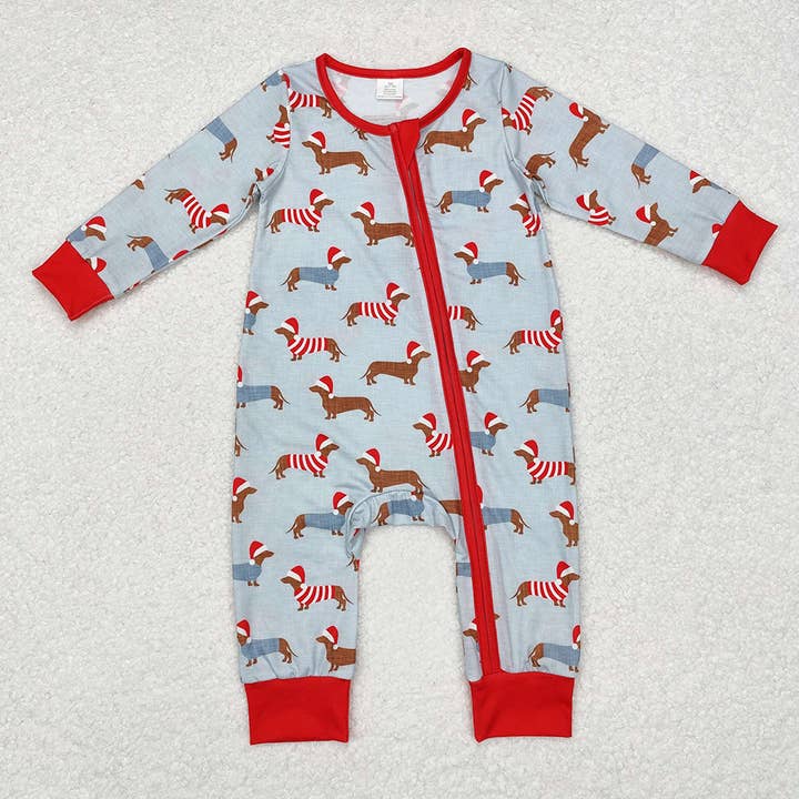 Aier Wholesale - Vente Haut et bas de pyjama – enfant - Pyjamas de Noël pour la famille, filles et garçons, teckel, ensembles de vêtements1