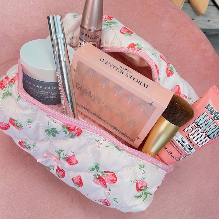 Happy Hour - Wholesale Makeup/Cosmetic Bag - Medium Strawberry Makeup Bag
