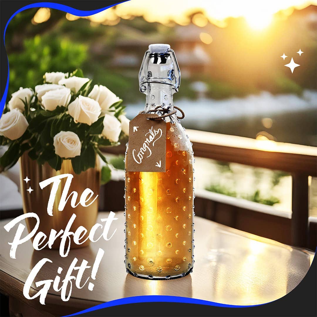 Nevlers - Wholesale Jar - Nevlers 17 oz Dotted Swing Top Bottles (Pack of 6) | Includes Funnel, Brush, Tags and Shrink Wrap5