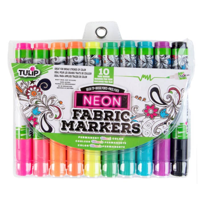 Tulip - Wholesale Marker - Tulip Brush-Tip Fabric Markers Neon 10 Pack