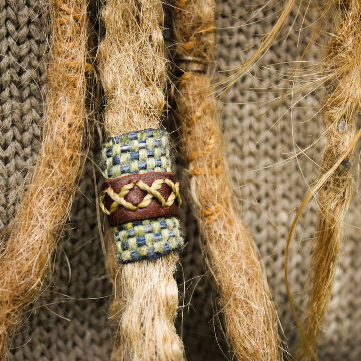 Nomadu - Wholesale Haarelastiekje - Dames - Lederen dreadlock kraal met stof » Handmade3