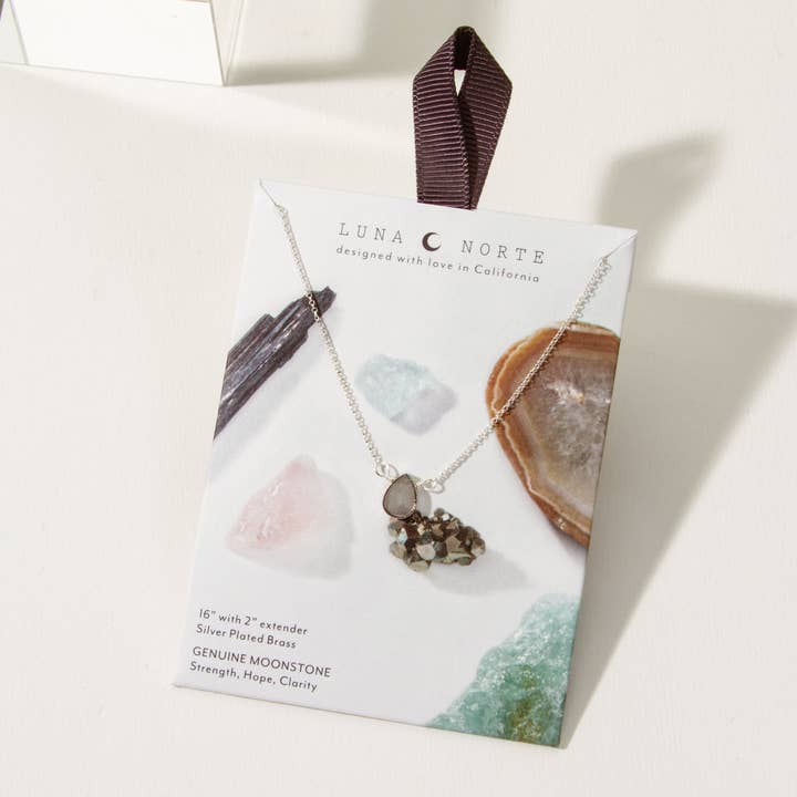 Luna Norte - Wholesale Pendant/charm necklace - Silver Delicate Gemstone Necklace- Moonstone1