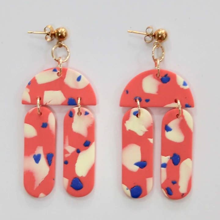 The Frankie salmon terrazzo ivory and electric blue for wholesale by Club Paillettes