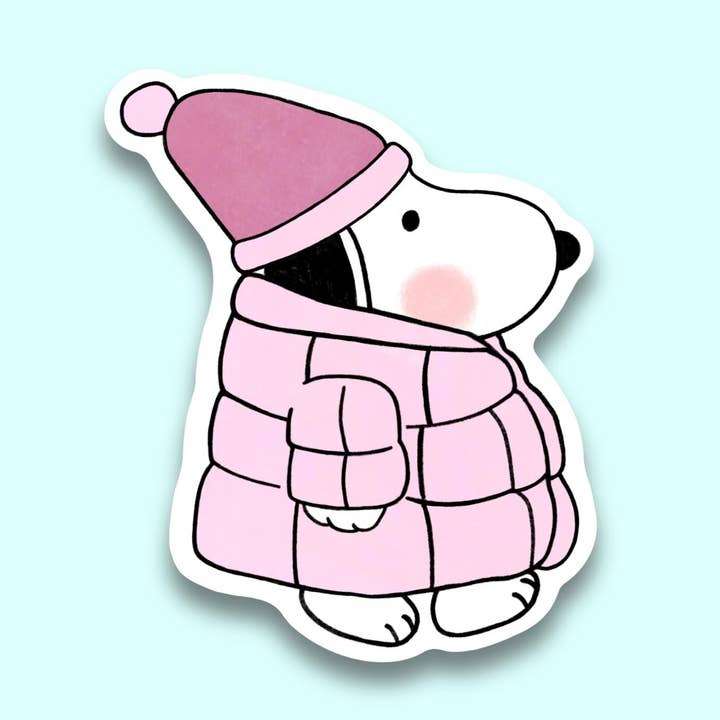 Adesivo in Vinile per le Vacanze con Giacca Piumino Snoopy per la vendita all'ingrosso da parte di Drawn by Ang