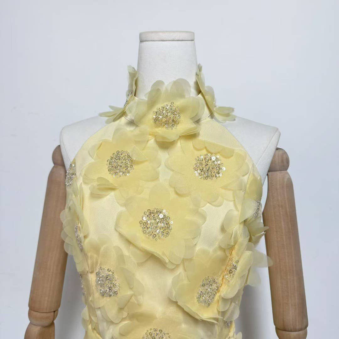 Productseeker - Wholesale Dress - Women's - DR751Y Halter Neck Sequin 3D Floral Backless Mini Dress28