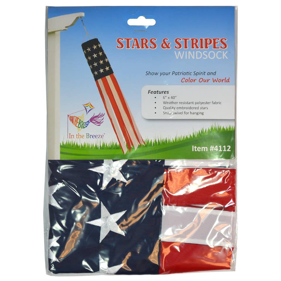 In the Breeze, LLC. - Wholesale Flag - U.S. Stars and Stripes Embroidered 40" Windsock5