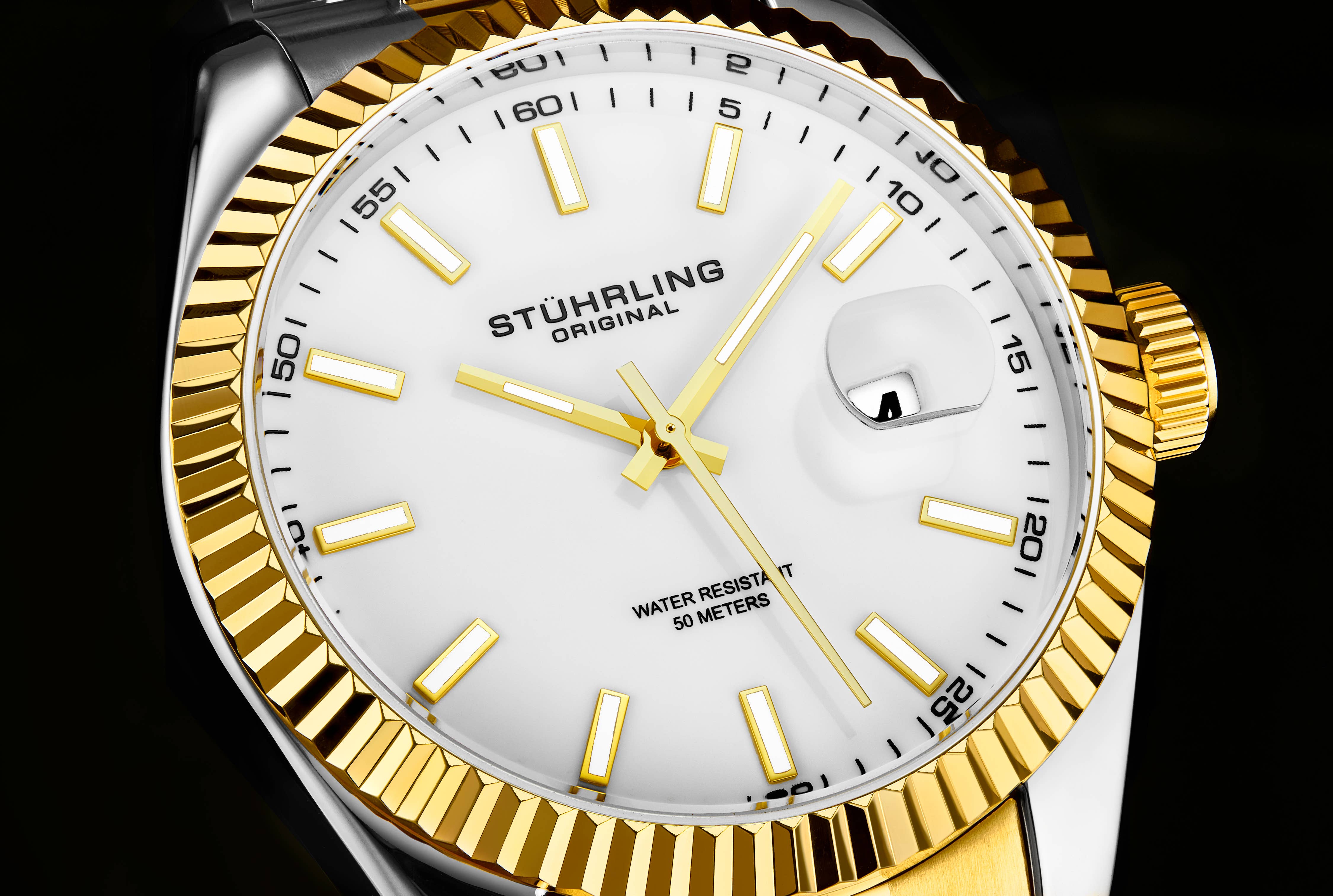Stuhrling – wholesale Wrist watch – Men's – Lineage Classic 42mm Quartz Watch - Gold Toned Bezel2