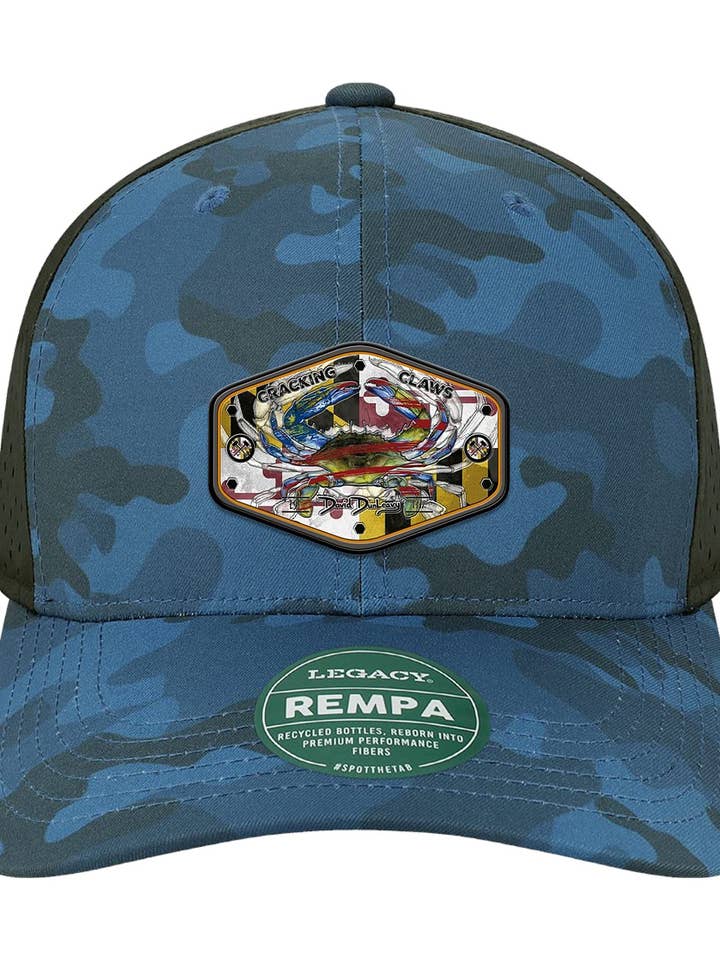 Maryland Ameri Blue Crab Performance Blaues Tarnmuster Hut für den Großhandel von David Dunleavy