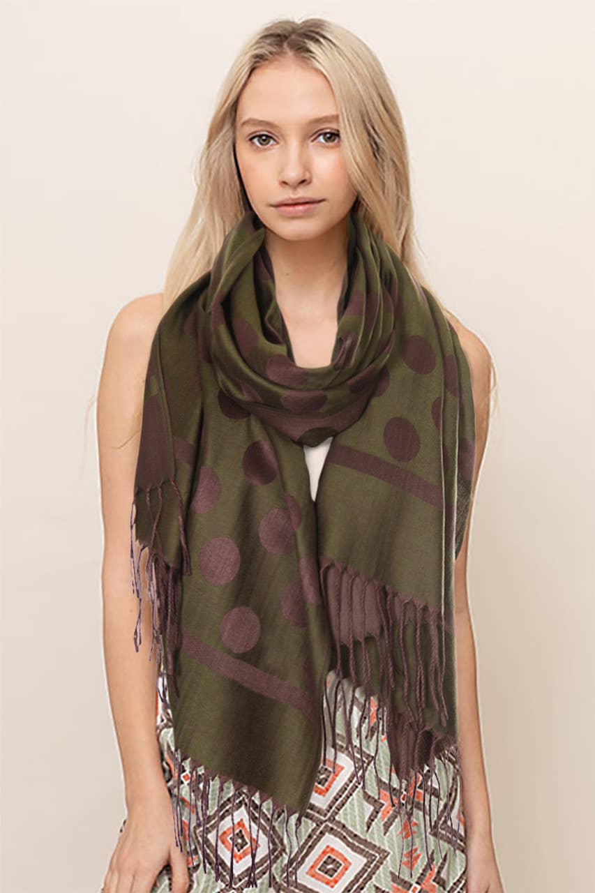 Hana - Wholesale Scarf - Women's - Polka Dot Pattern Pashmina Scarf13