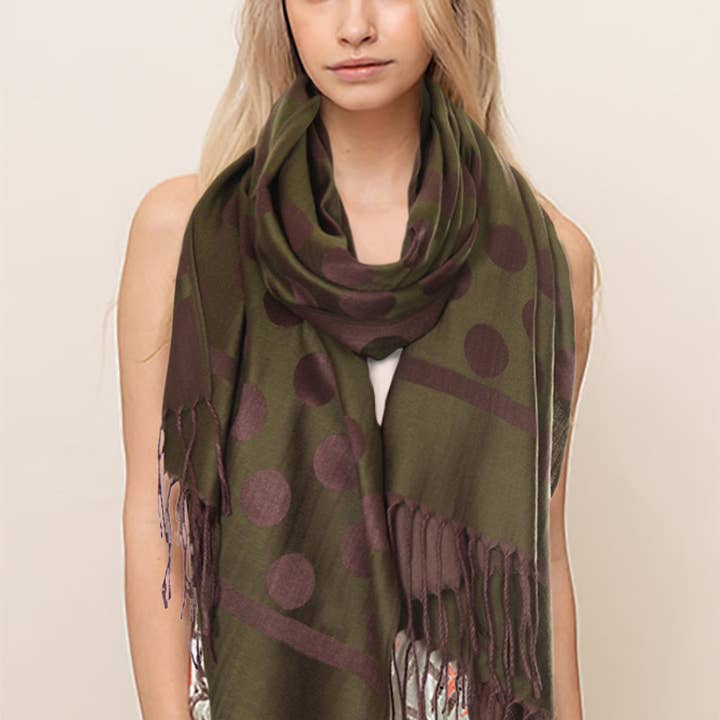 Hana - Wholesale Scarf - Women's - Polka Dot Pattern Pashmina Scarf13