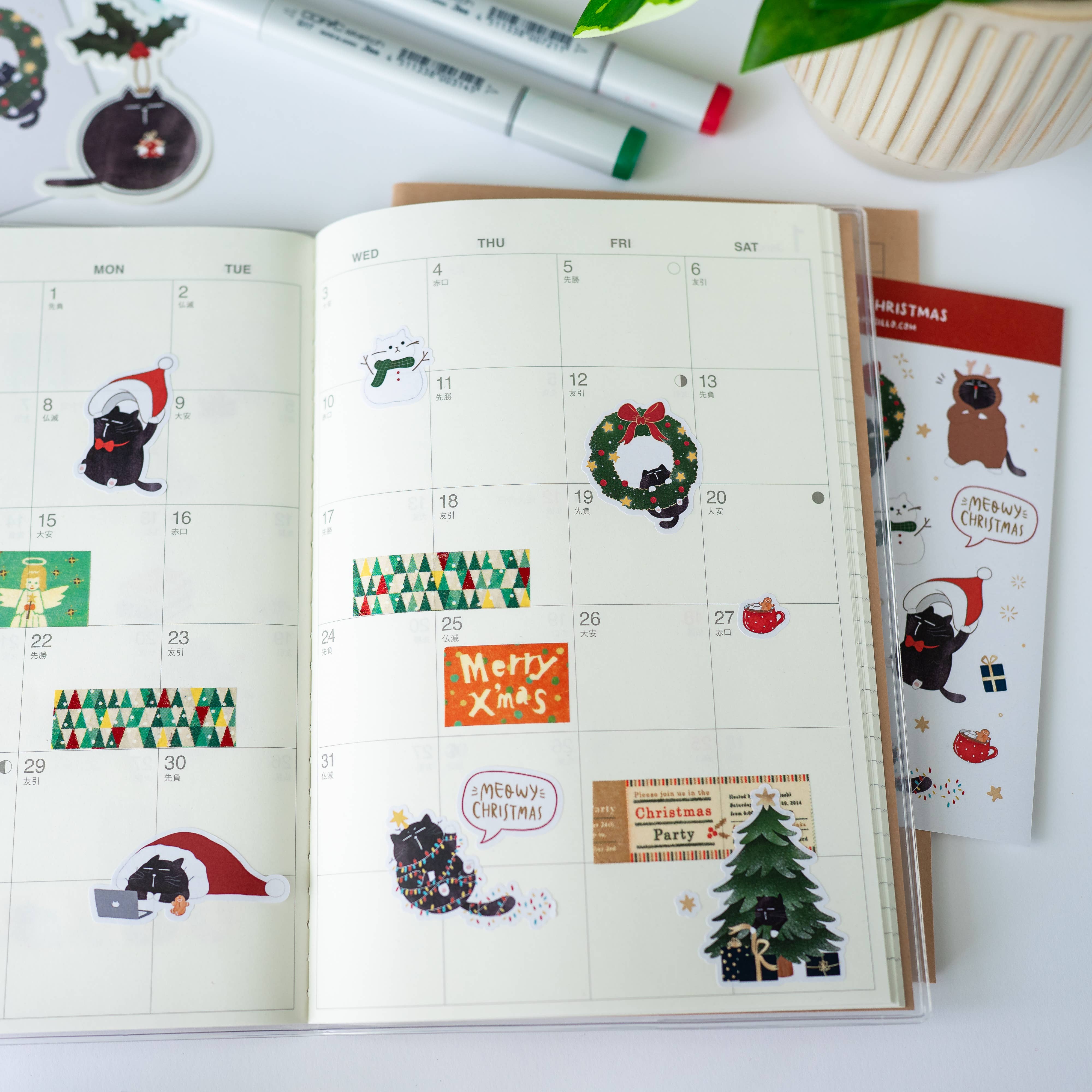 Moonaries illo - Wholesale Sticker - Cute Christmas Cat Sticker Sheet 2