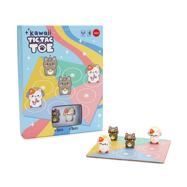Kawaii Tic Tac Toe board game, plastic/cardboard for wholesale by Balvi