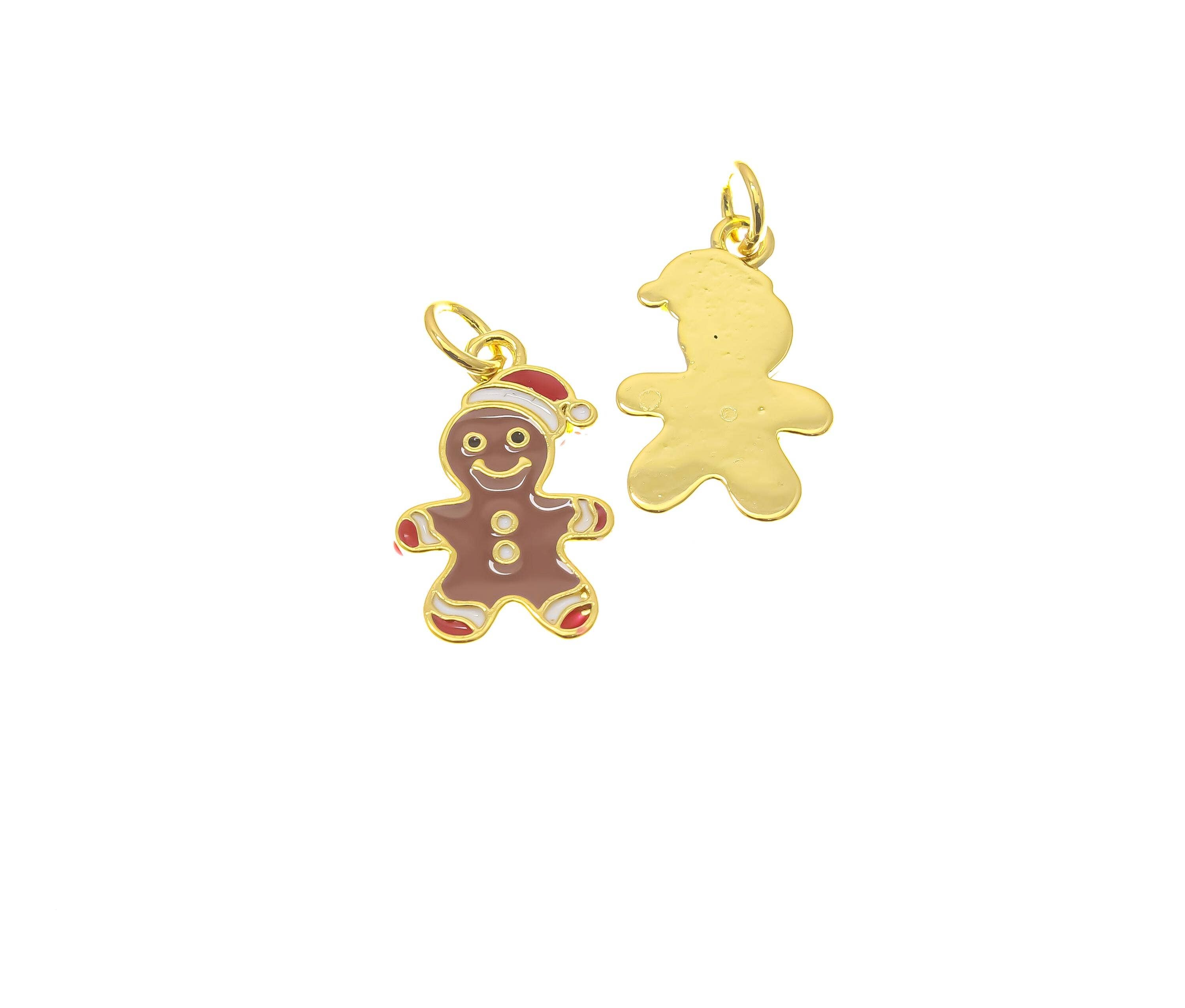 Jewel Pledge - Wholesale Individual Charm/Pendant - 18k Gold Gingerbread Man Charm Christmas Pendants CPG8082