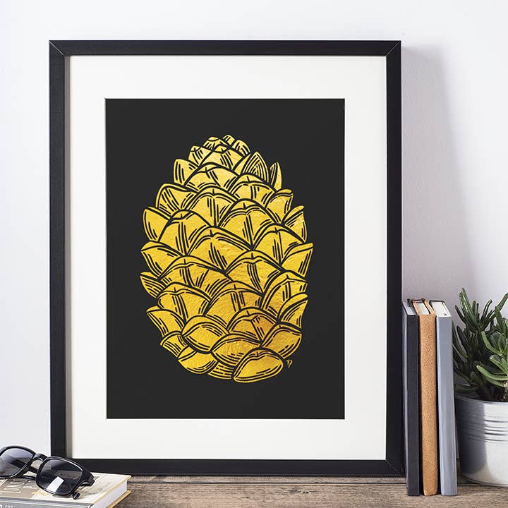 Gold Foil Pinecone Print for wholesale by Ren Butler Design