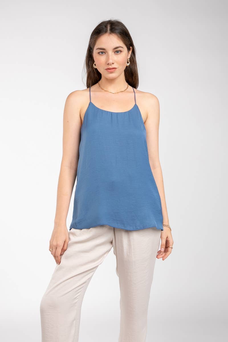 Naked Zebra – Top interior – Mulher por atacado – Camisola de Cetim com Costas de Nadador - TF17