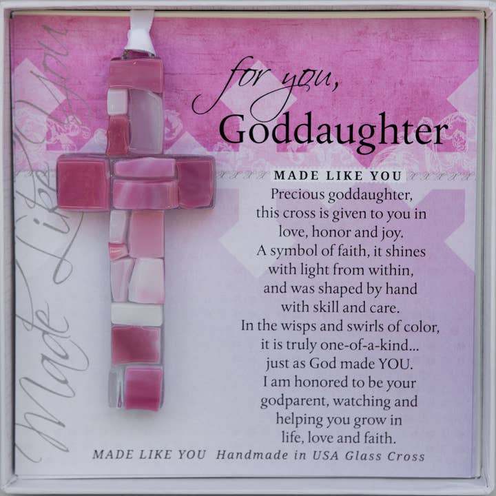 Goddaughter Gift USA Croix en verre mosaïque faite à la main 4481 pour la vente par The Grandparent Gift Co. Inc.