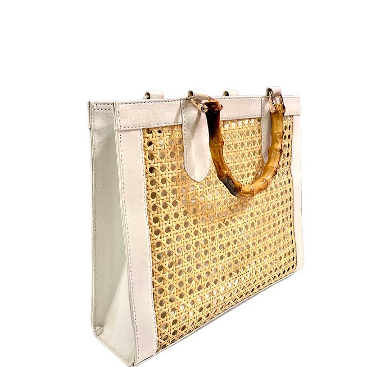 Sarah Stewart - Wholesale Beach Bag - Clara Maxi Wicker - White 1