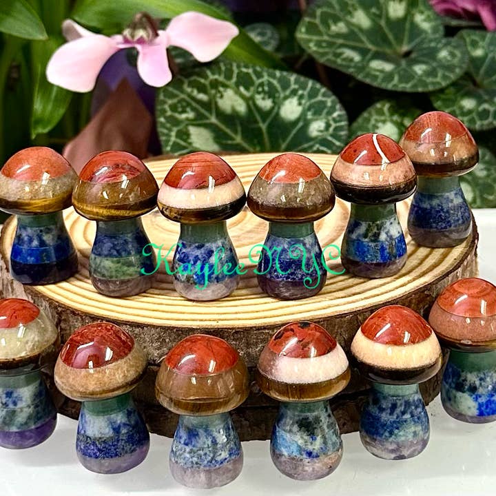 KayleeNYC - Wholesale Spiritual Stone/Crystal - 35mm Chakra Crystal Mushroom Healing Energy1