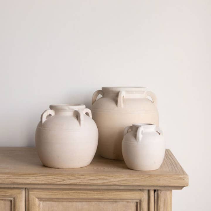 Cordoba White Matte Vase With Handles for wholesale by Luxe B Co