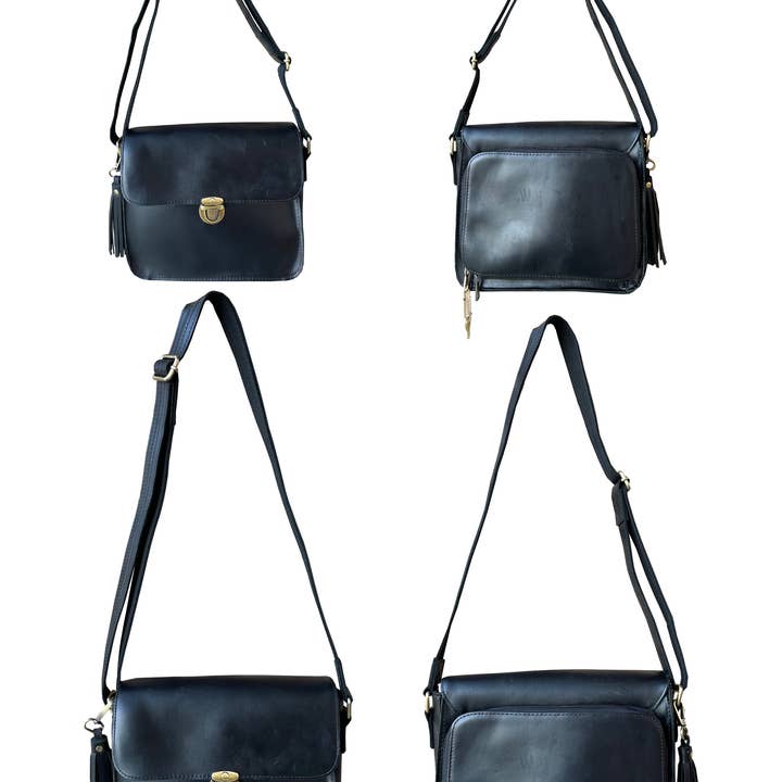 Roma Leathers, Inc. - Wholesale Crossbody Bag - Women's - Vintage leather crossbody shoulder bag with wire strap5