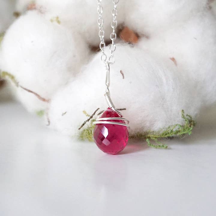 Raw Stone Elegance - Vente Colliers à pendentif - Collier en tourmaline rose, breloque rose, cadeaux en cristal d'octobre3