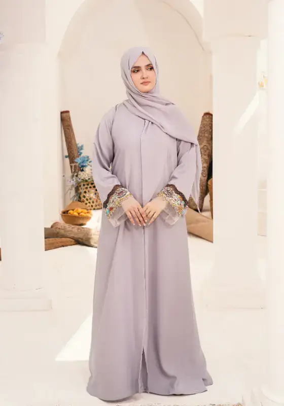 Multi Colored Light -Lilac Embellished Abaya for wholesale on Faire1