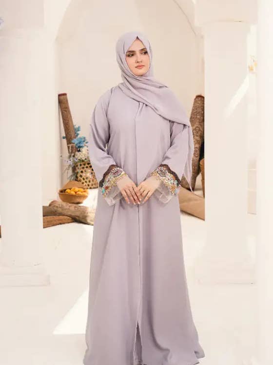 Multi Colored Light -Lilac Embellished Abaya for wholesale on Faire1
