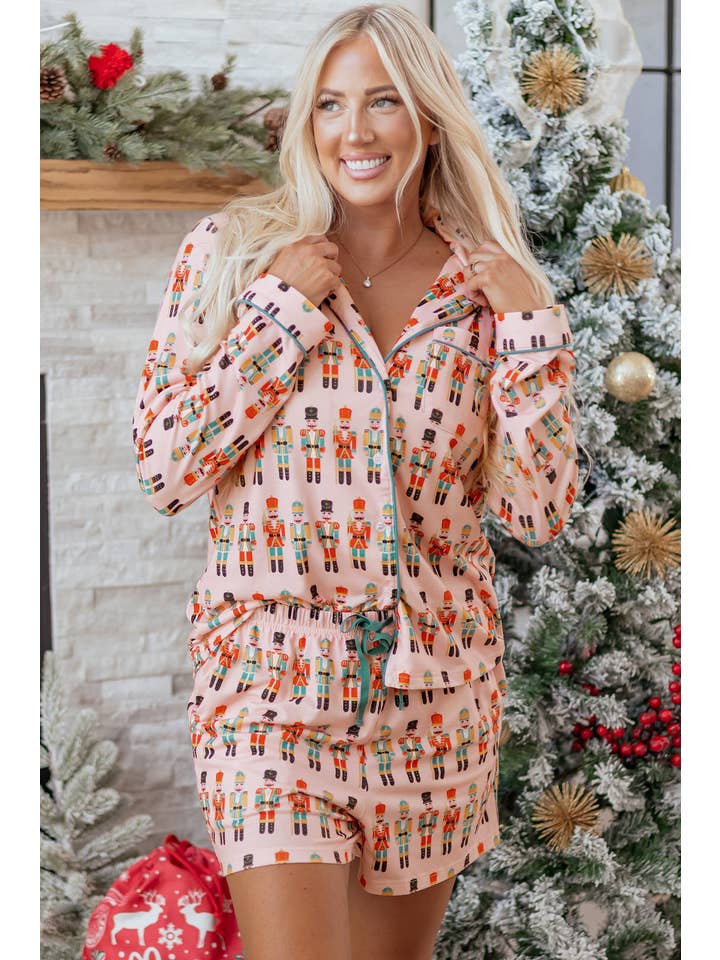 Pink Nutcracker Top and Shorts Christmas Pajama Set for wholesale on Faire3