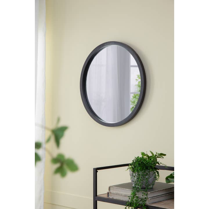 Black Circle Wall Mirror with Wooden Frame for Home & Office for wholesale on Faire2