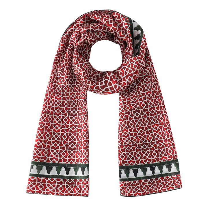 Foulard Rouge pour Femme et Homme, Soie Naturelle, 180x65 cm pour la vente par Hamzah