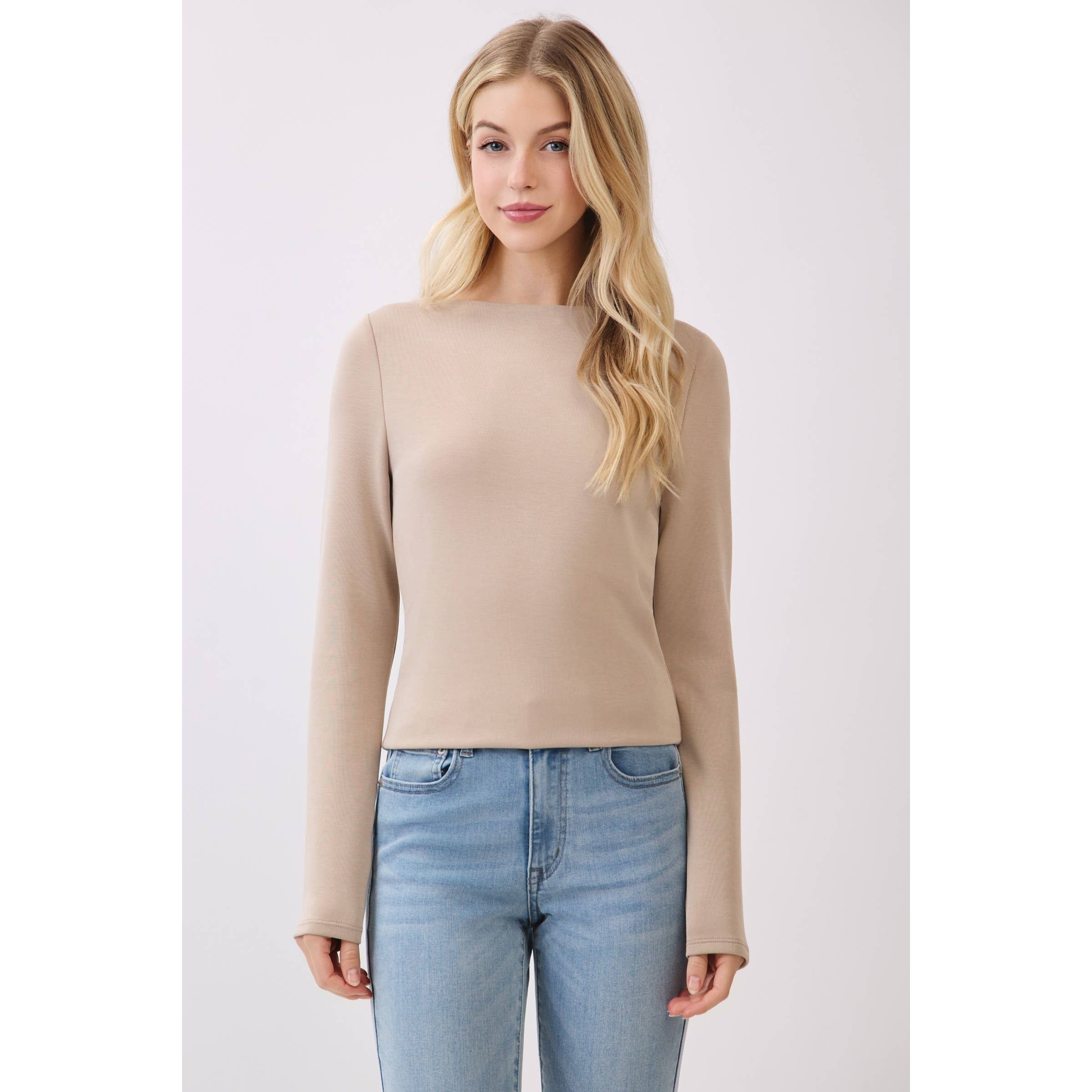 Final Touch - Wholesale Knit Top - Women's - Double Layer Boat Neck Long Sleeve Top - VT3153426