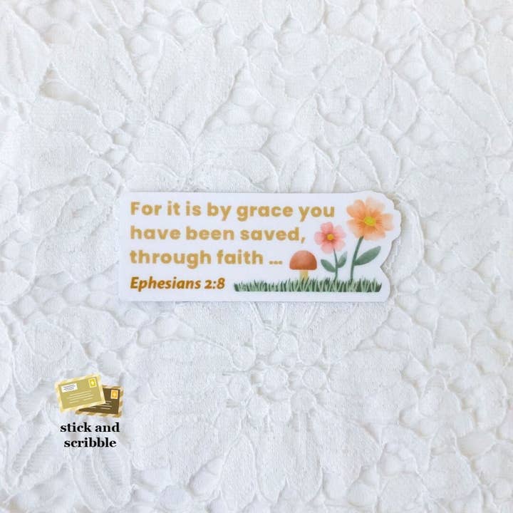 Ephesians 2:8 Die Cut Sticker for wholesale by Stick and Scribble