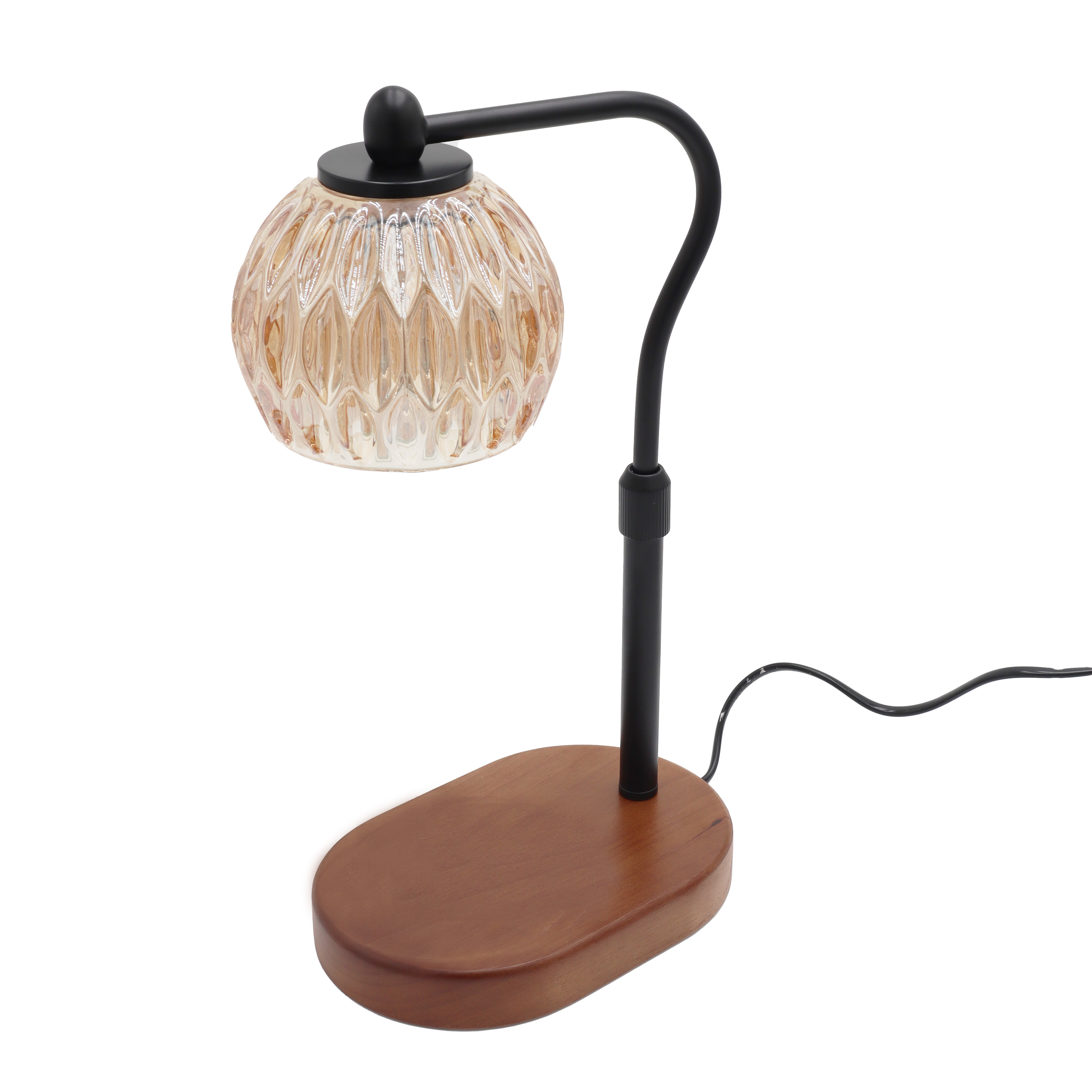 Candyl - Vente Chauffe-cire - Lampe chauffe-bougies, verre de cristal et base en bois, noire1