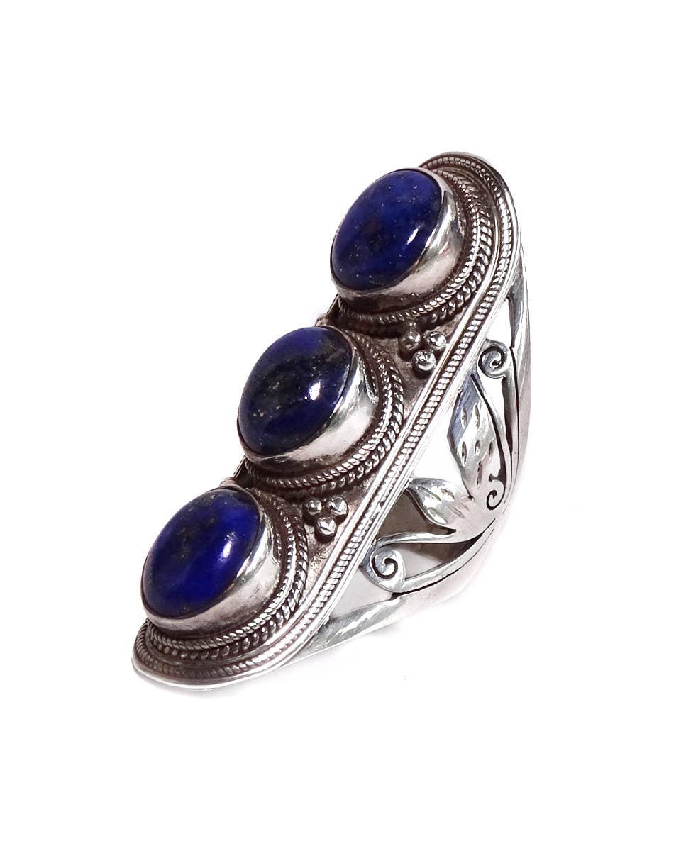 Zig Zag Asian Collection - Venta al por mayor Anillos grandes/de cóctel - Anillo grande de triple piedra Jali3