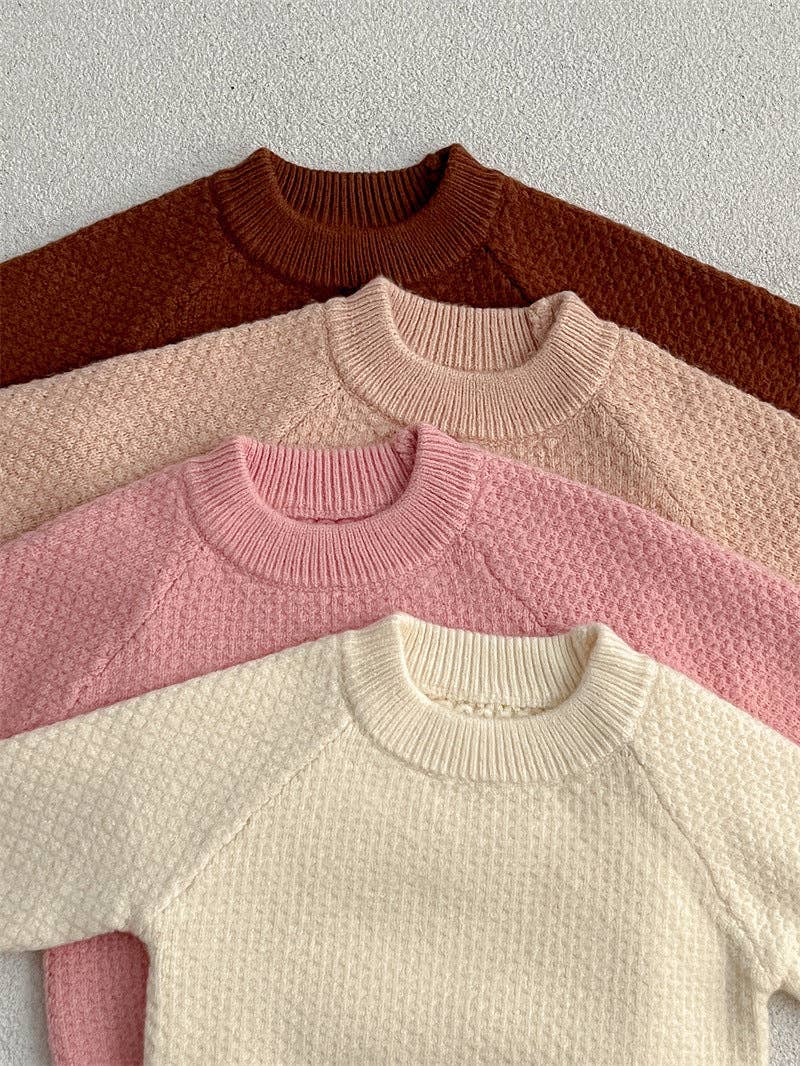 MyKids-USA® - Wholesale Knit Sweater - Baby - Baby Girl 4 Colors Solid Knitting Sweater Round Collar Pullover5