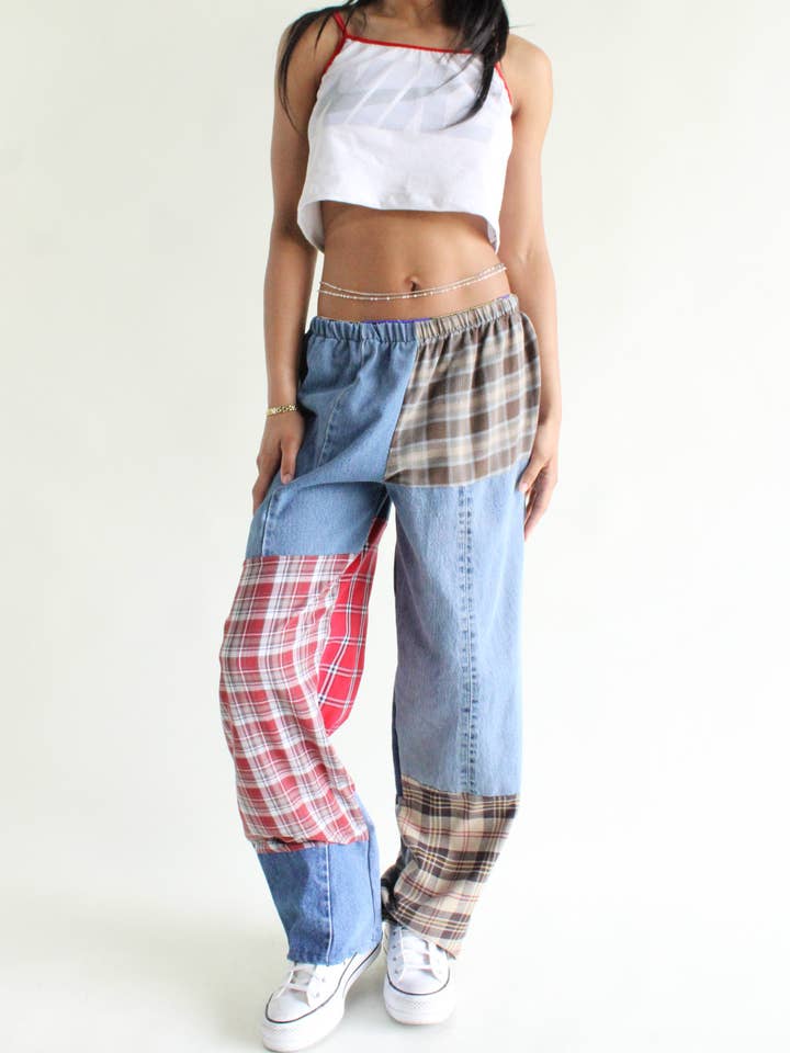 American Recycled Clothing - Wholesale Pants - Women's - Flannel & Denim Combo Pants Bundle10