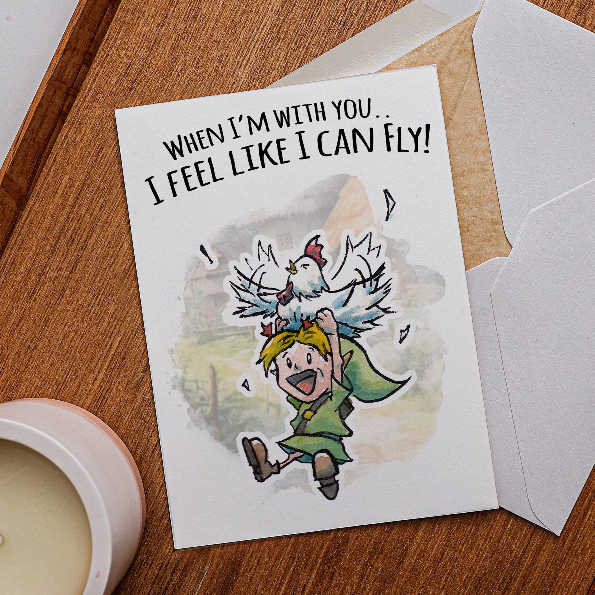 Aaron Millard Illustration - Wholesale Valentine's Day Card - "I Can Fly" - Elf Hero Birthday Valentine Card for Gamer1