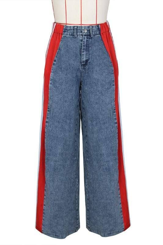 Queen Fashion - Vente Pantalon – femme - pantalon rayé à jambes larges12