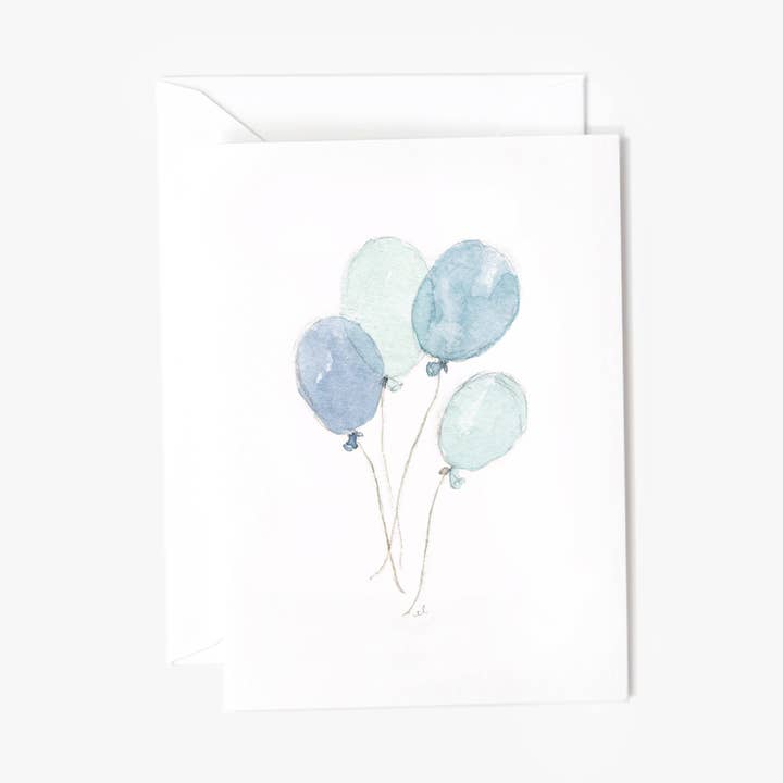 blue balloons mini notecard for wholesale by emily lex studio