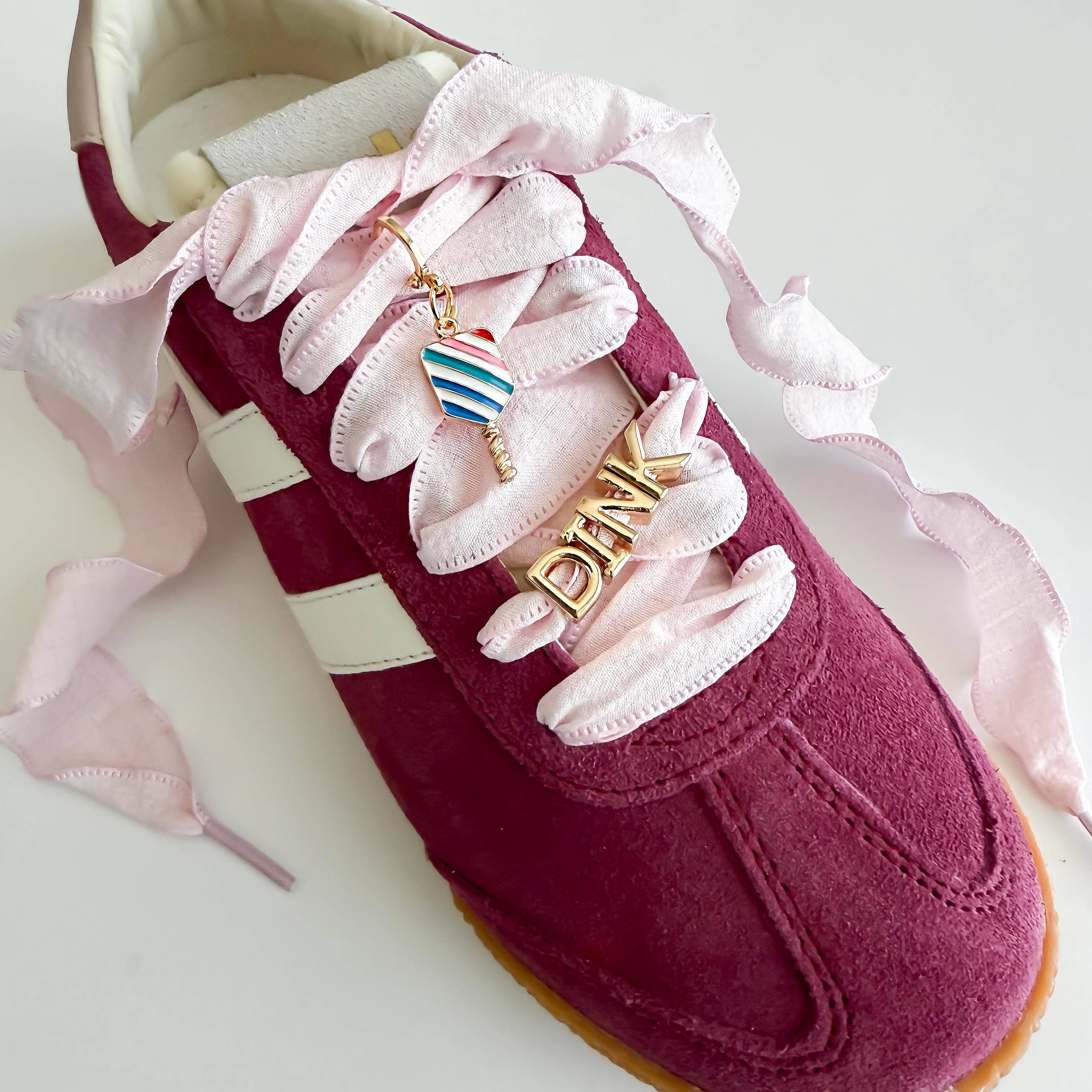 Leo & Lee Studio - Wholesale Shoe Accessories - Pickleball “DINK” Sneaker Charm Set| Pink  Lace & Paddle4