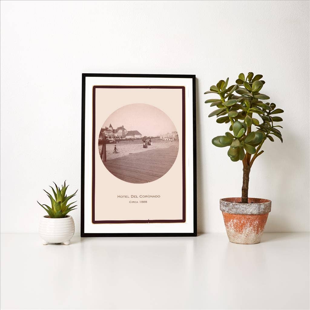 Found Image Press - Wholesale Art Print - Art Print SD-524 Boardwalk, Hotel del Coronado, San Diego, C1