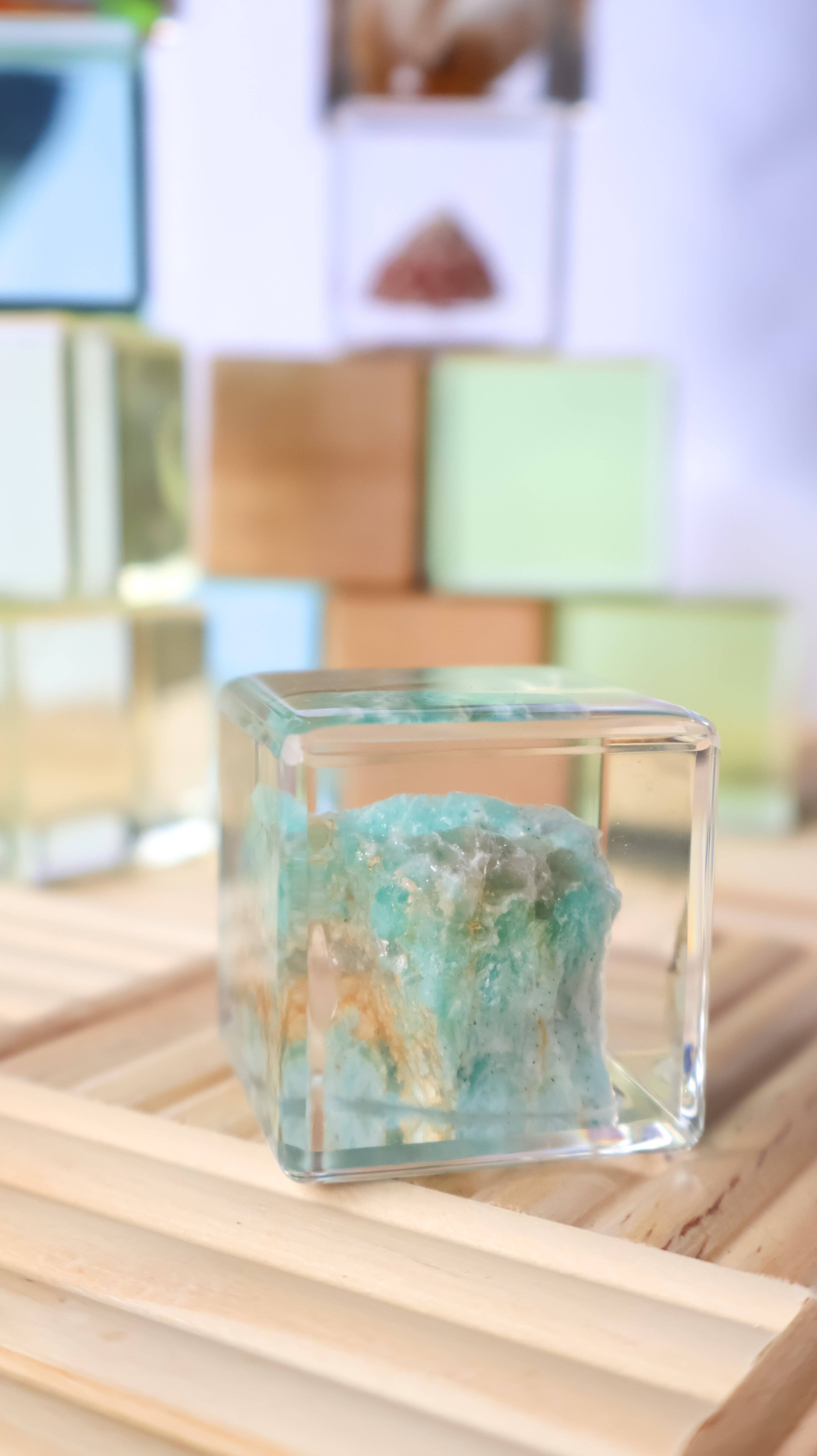 Our Earth Life – wholesale Decorative tabletop object – Amazonite Crystal Specimen Cube1