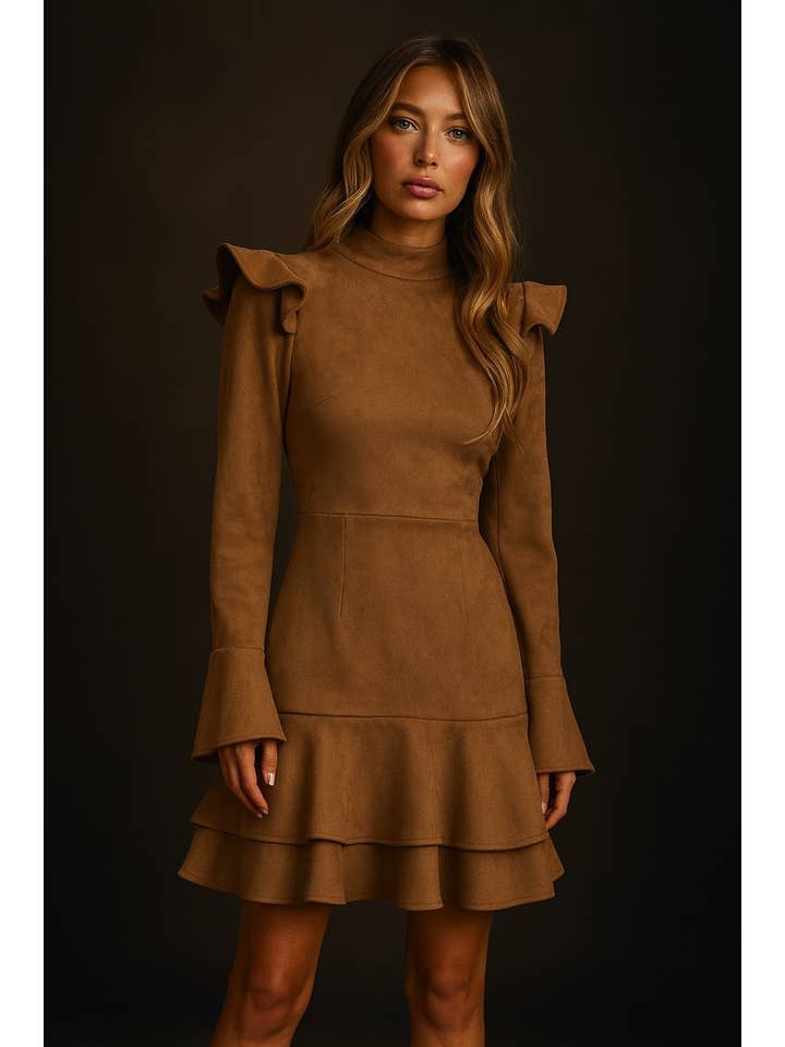 SUÈDE JURK MET OPEN RUG voor wholesale door Mulla