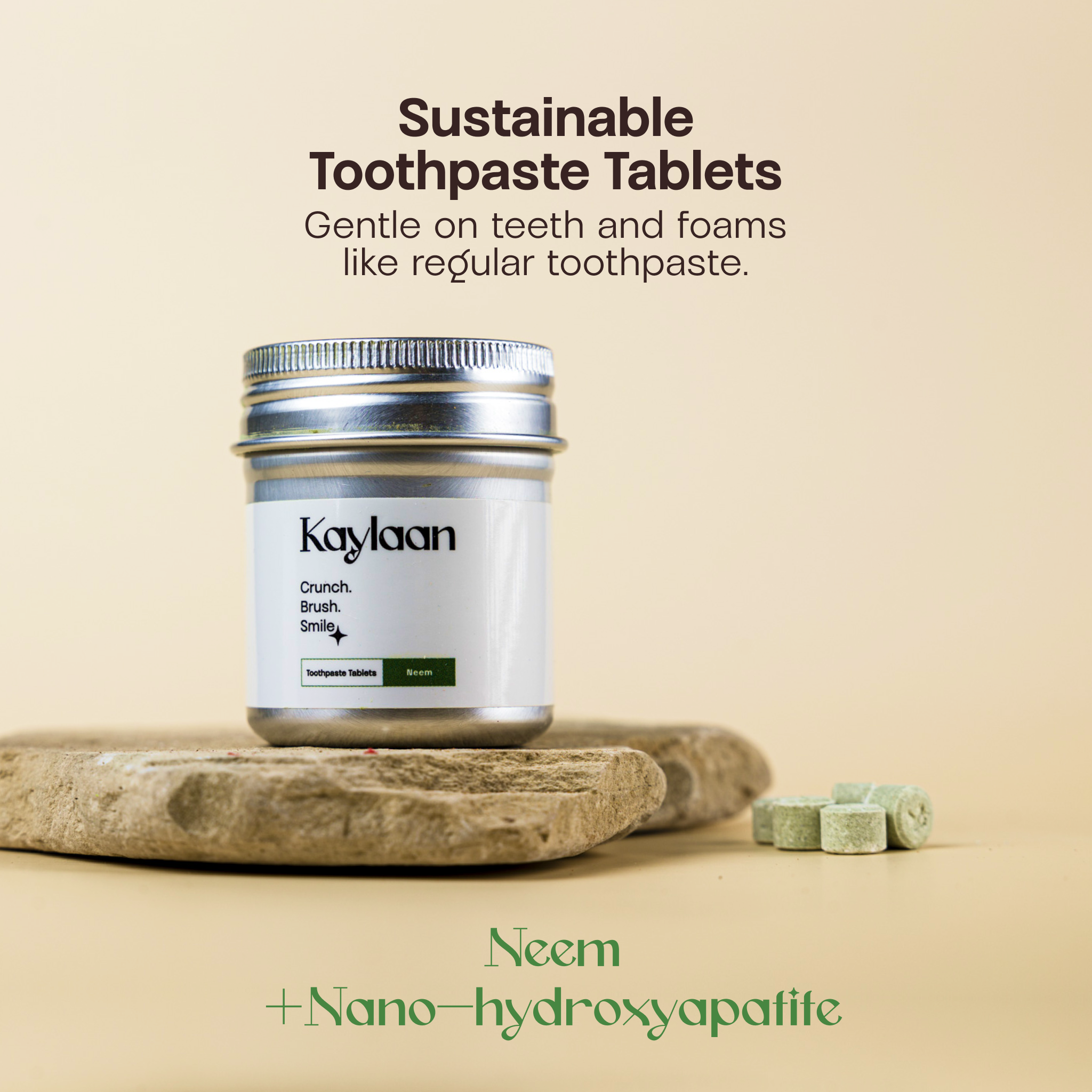 Kaylaan Toothpaste and Mouthwash Tablets - Wholesale Toothpaste - Kaylaan Neem Toothpaste Tablets –Fluoride-Free Tin (90 Tabs)1