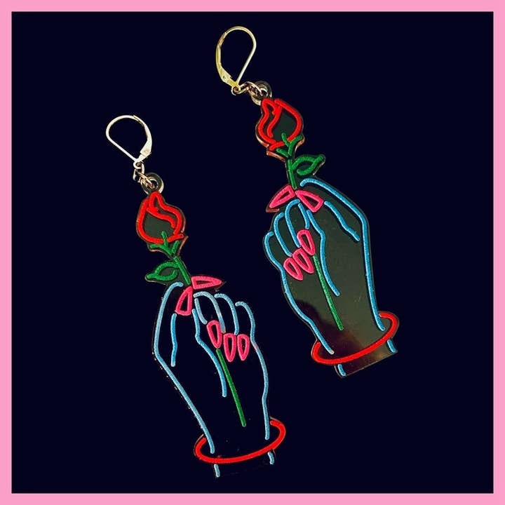 Neon Nail Salon Sign Earrings for wholesale by Foolish Fetish