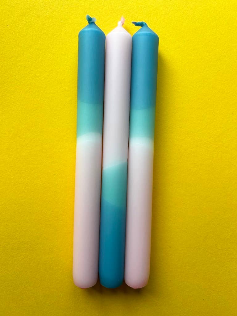The Colour Emporium - Wholesale Tapered Candle/Candlestick - RAINDROPS & ROSES Dip Dye Dinner Candles Trio3