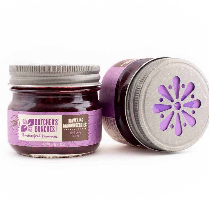 5 Oz Travelin Marionberries Preserves for wholesale by Butcher’s Bunches’s handcrafted Preserves